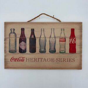 Coca-Cola Heritage Series Wood Sign Wall Decor Bar‎ Coke Bottle Made in USA 2012